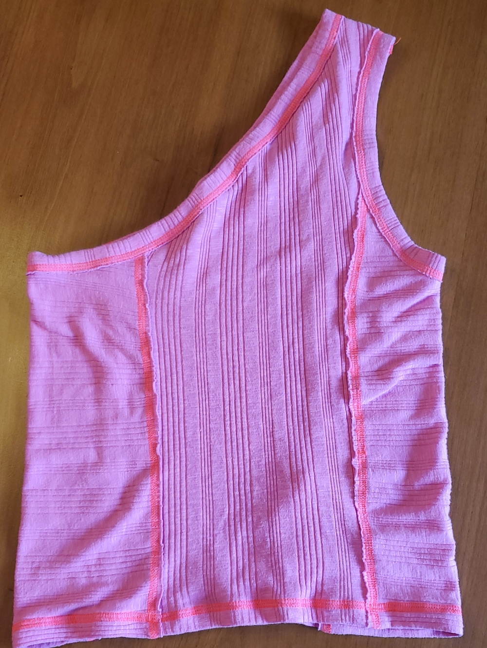 Pilcro Pink Ribbed One-Shoulder Tank